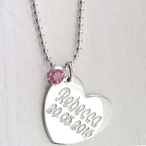Collana in argento con cuore e cristallo rosa - immagine 3