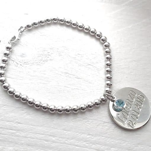 Bracciale in argento con ciondolo e cristallo azzurro - immagine 2