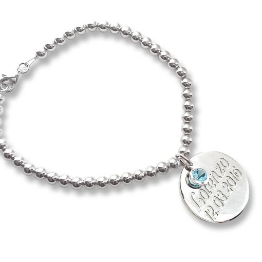 Bracciale in argento con ciondolo e cristallo azzurro