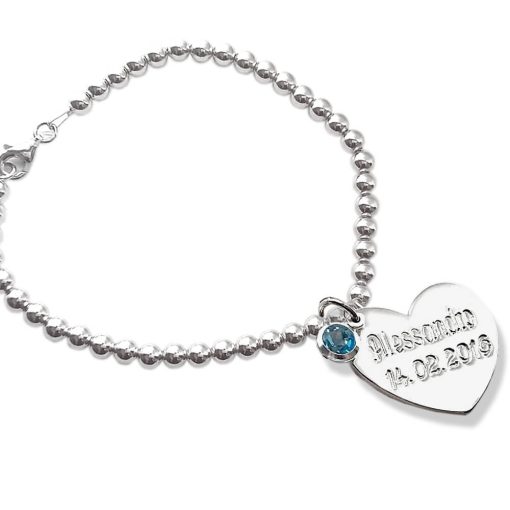 Bracciale in argento con ciondolo e cristallo azzurro