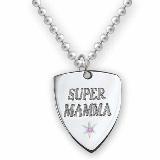 Collana SUPER MAMMA con zircone rosa