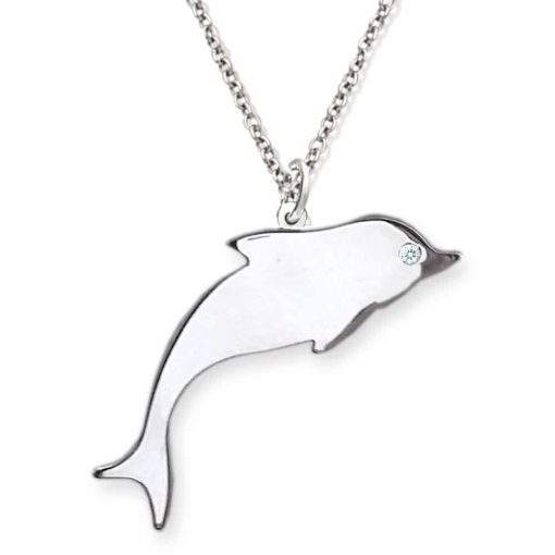 Collana ciondolo delfino con zircone - immagine 2