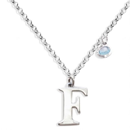Collana con iniziale e cristallo di colore azzurro