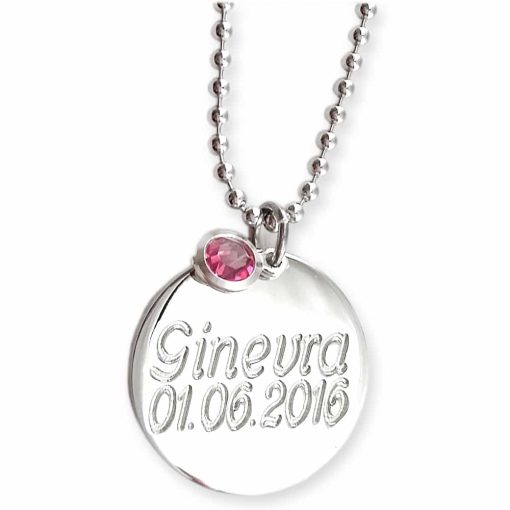 Collana in argento con ciondolo e cristallo rosa