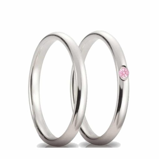 Coppia fedine con zircone rosa