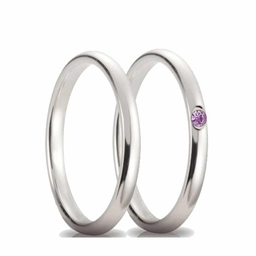 Coppia fedine con zircone viola