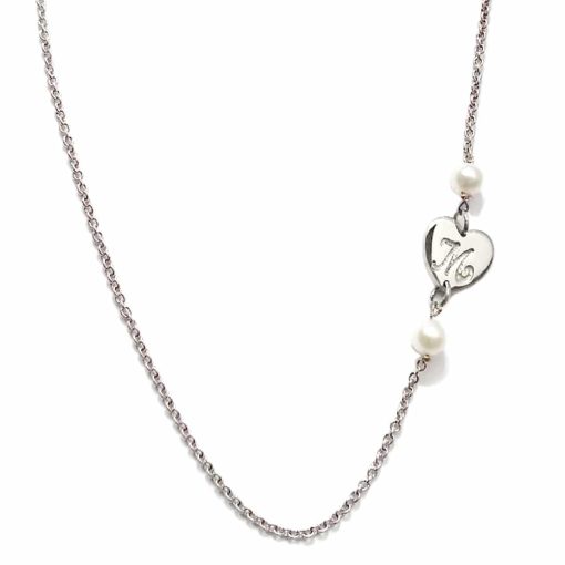 Collana con perle e cuore personalizzato