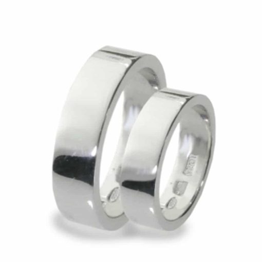 Coppia di fedine piatte in argento 925