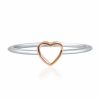 Anello in oro bianco con cuore in oro rosa