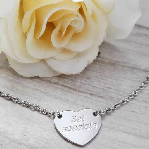 Braccialetto in argento 925 cuore con incisione nome - immagine 4