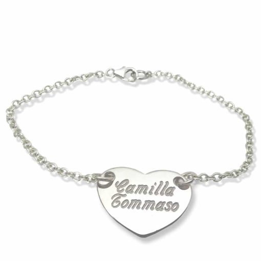 Braccialetto in argento 925 cuore con incisione nome