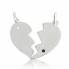 Ciondolo cuore spezzato argento 925 con diamanti
