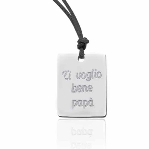 Ciondolo targhetta in argento 925 con incisione