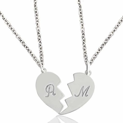 Collana cuore spezzato con 2 iniziali