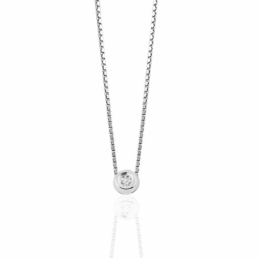 Collana punto luce in oro e diamante ct 0.03