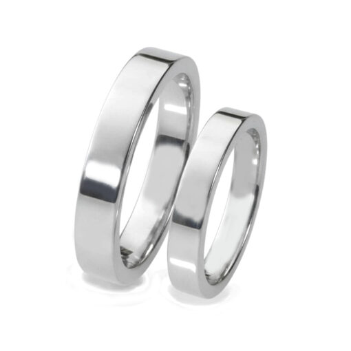 Coppia di fedine piatte in argento 925