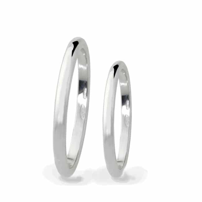 Coppia Di Fedine Bombate In Argento 925 Flores Gioielli