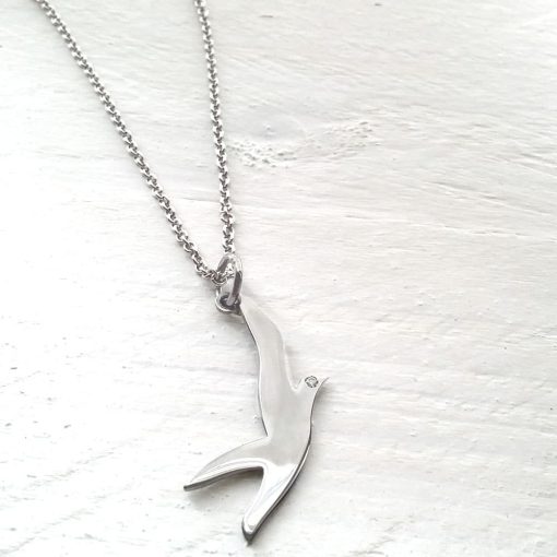 Collana ciondolo gabbiano con zircone - immagine 4