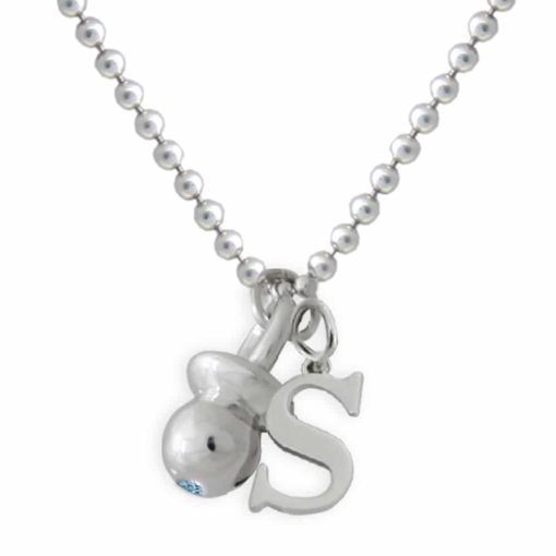 Collana con ciuccio con topazio e iniziale