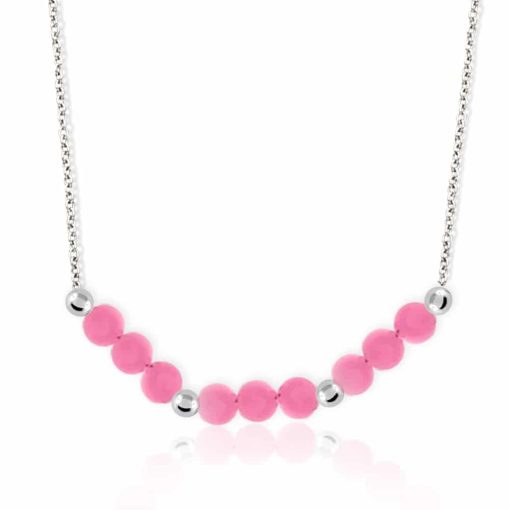 Collana in argento con giada tinta rosa acceso