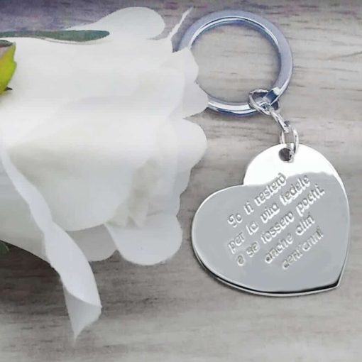 Portachiavi cuore in argento 925 personalizzabile - immagine 4