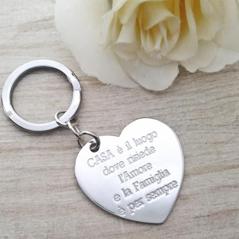 Coppia Di Portachiavi Cuore In Argento Personalizzabile - Flores Gioielli