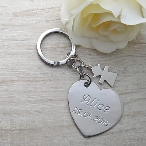 Portachiavi cuore personalizzabile e bimba - immagine 2