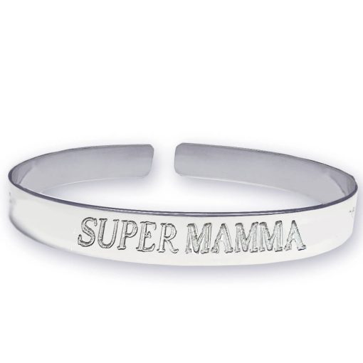 Braccialetto rigido in argento SUPER MAMMA