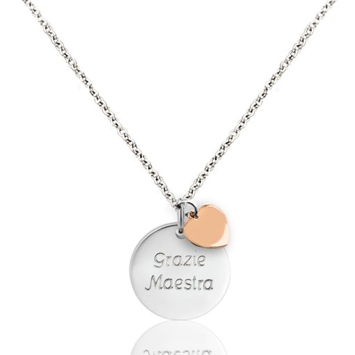 Collana Grazie maestra con cuore dorato