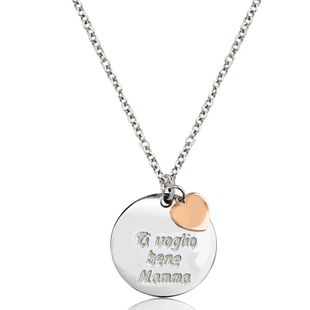 Collana Ti Voglio Bene Mamma Con Cuore Dorato - Flores Gioielli