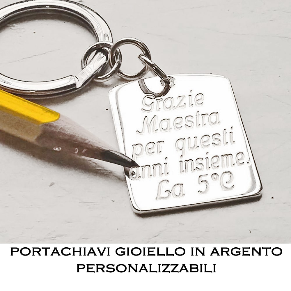 Regalo per la maestra - portachiavi personalizzato in argento