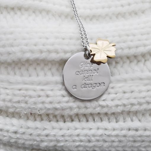 Collana in argento con quadrifoglio dorato - immagine 4