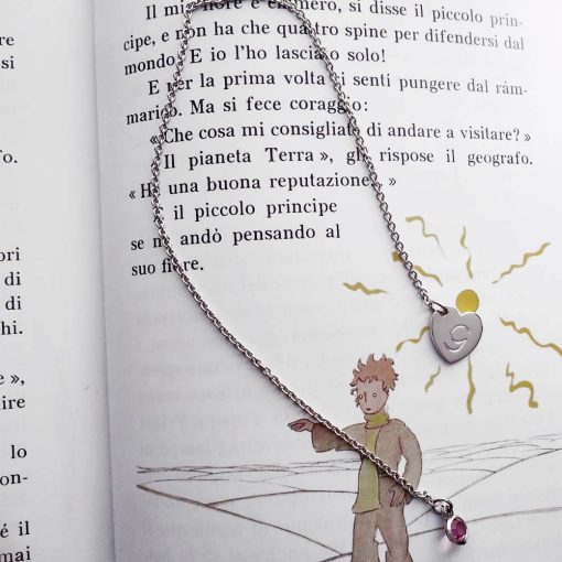 Segnalibro con catena in argento e cuoricino personalizzato - immagine 2