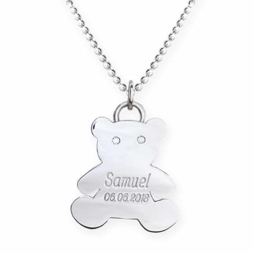 Collana dolce orsetto in argento con incisione personalizzata