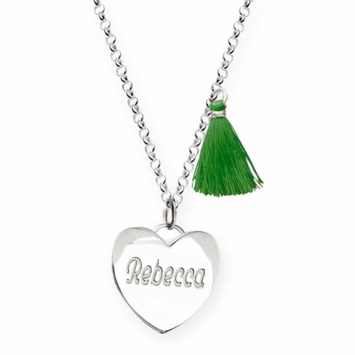 Collana in argento con nappina e cuore personalizzabile