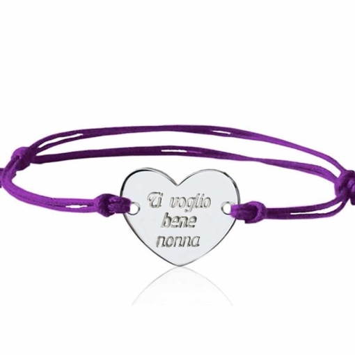 Bracciale con cuore in argento ti voglio bene nonna