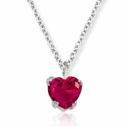 Collana con zircone a cuore rosso