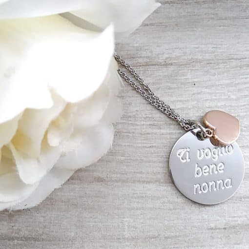 Collana Ti voglio bene nonna con cuore dorato - immagine 2
