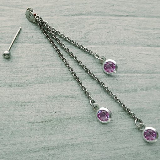 Orecchini con cristalli rosa - immagine 2
