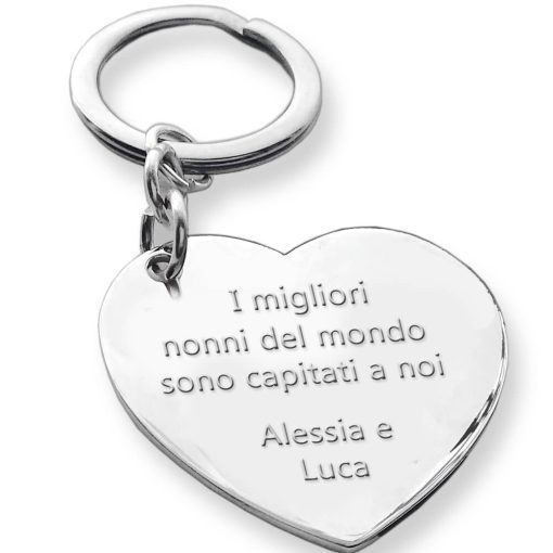 Portachiavi cuore personalizzabile in argento 925