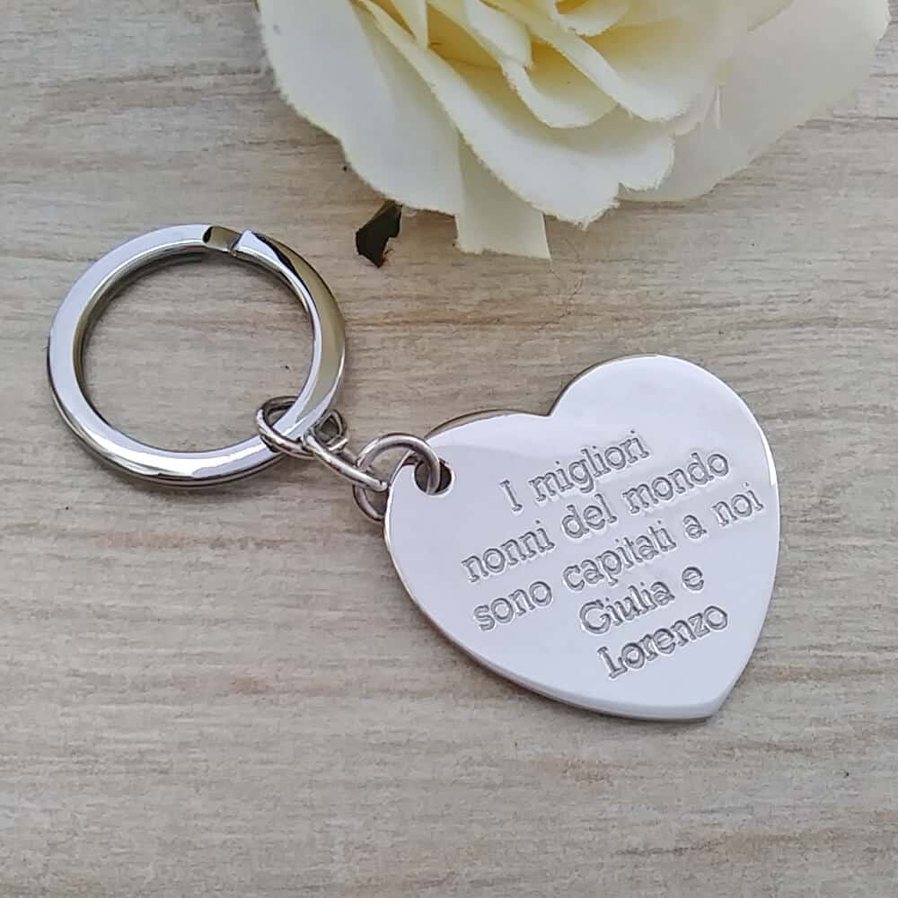 Portachiavi Cuore Personalizzabile In Argento 925 - Flores Gioielli