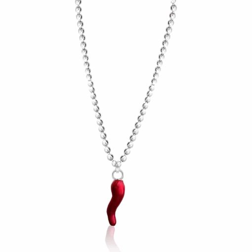 Collana con cornetto portafortuna in argento 925