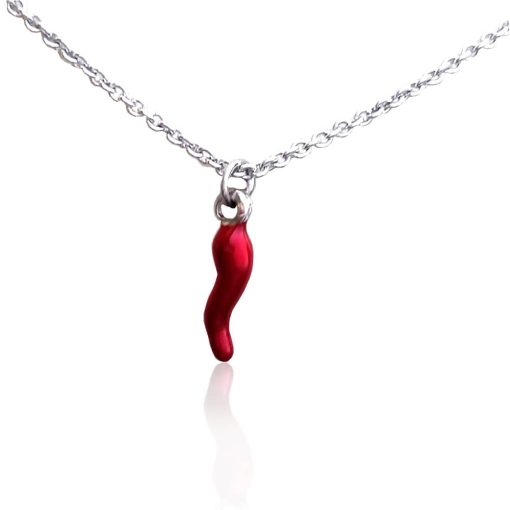 Collana con cornetto portafortuna in argento