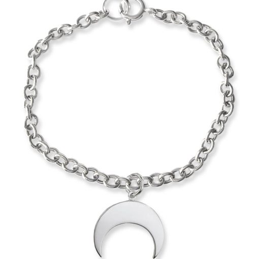 Braccialetto in argento 925 con ciondolo mezzaluna