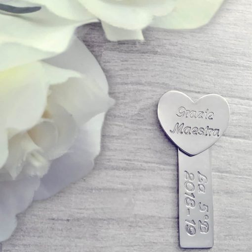 Segnalibro cuore, idea regalo per le maestre, incisione personalizzata del gambo - immagine 3