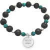 Braccialetto Miglior Nonno in argento 925 e pietra lavica