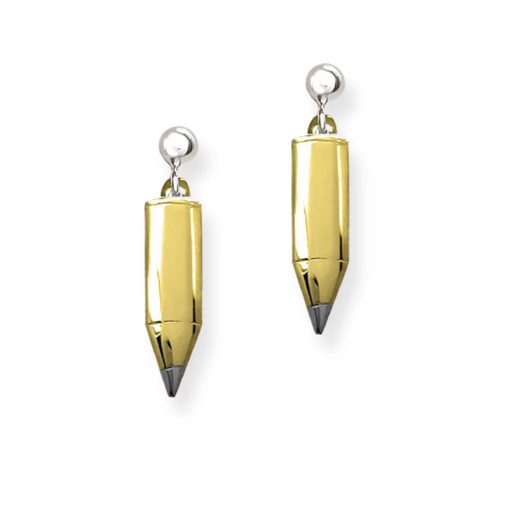 Orecchini in argento 925 dorato con matita pendente