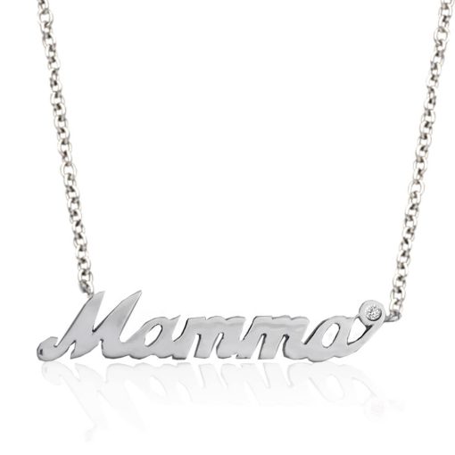 Collana Mamma in argento 925 con pietra preziosa a scelta