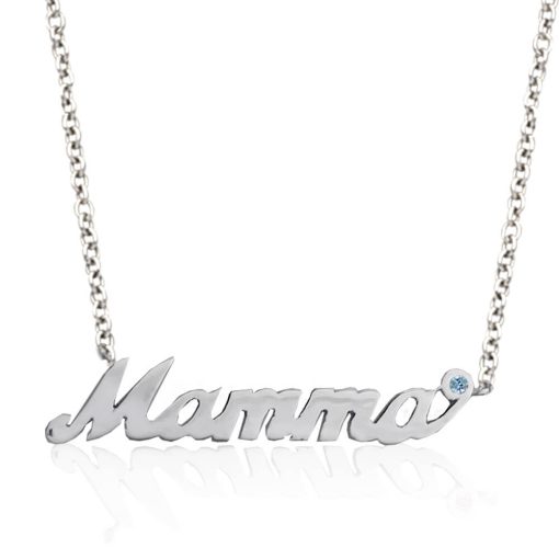 Collana Mamma in argento 925 con pietra preziosa a scelta - immagine 3