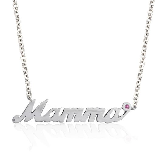 Collana Mamma in argento 925 con pietra preziosa a scelta - immagine 2